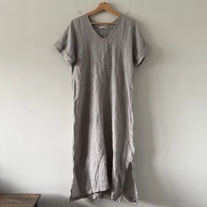 Francesca Bettini Leinen Kleid Gr. M grau minimalistisch Boho lässig ruhig Luxus - Bild 1 von 14