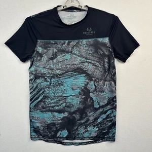 Realtree Fishing Shirt Men’s Medium Aqua Blue And Black Recycled Polyester - Picture 1 of 6