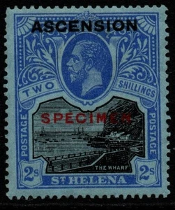 ASCENSION SG7s 1922 2/= BLACK & BLUE/BLUE SPECIMEN MTD MINT - Picture 1 of 1