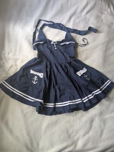Hell Bunny Vixen Dress Women XL Blue Halter Skull Sailor Fit Retro Rockabilly - Picture 1 of 8