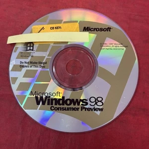 Microsoft Windows 98 Consumer Preview Disc RARE CD with Key Code - Picture 1 of 4