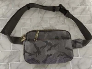 Zorfin Gray Camo Print Sling Crossbody Bag Fanny Pack Nylon Double Compartment A - Picture 1 of 5