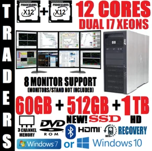 HP XEON I7 12 CORES (24-PROCESSOR) 8 MONITOR TRADING COMPUTER🔥60GB🔥512 SSD+1TB - Picture 1 of 4
