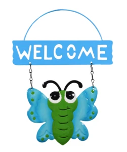HOME GARDEN POOL YARD PATIO DECOR - BUTTERFLY WELCOME SIGN - 11" L - BRAND NEW - Picture 1 of 2