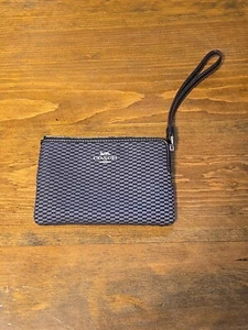 Coach Wristlet Corner Zip Legacy Jacquard Black Milk Coin Purse F13311 - Picture 1 of 3