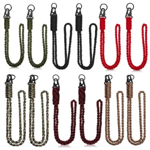 2Pcs Heavy Duty Paracord Lanyard Necklace Whistles Strap Braided 550 Keychain US - Picture 1 of 18