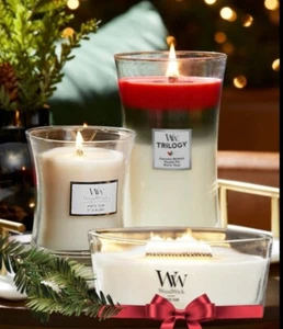 Woodwick Large Crimson Berries-Med-White Teak-Ellipse White Teak - Picture 1 of 14