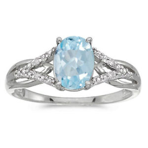 Silver Women Jewelry Aquamarine Ring Gemstone Wedding Party Bridal Ring Size 6-9