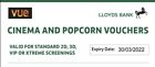 6 Vue Cinema Vouchers (expiry 30/03/2022)