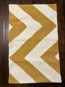 NWOT Pottery Barn Chevron Crewel Embroidered Lumbar Pillow Cover | Honey Gold - Picture 1 of 4