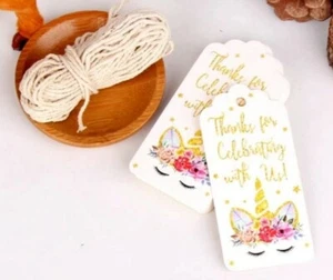 24pcs UNICORN TAGS THANK YOU FAVOUR GIFT TAGS STICKERS LABELS LOLLY BAG PARTY - Picture 1 of 4