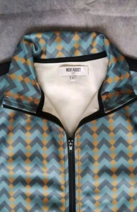S, Night Addict, Blue Orange Black Abstract Geometric Pattern Jacket, Men's - Picture 1 of 15