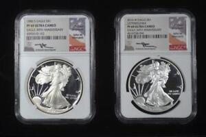 1986 & 2016 30th AnnIversary Proof American Eagles Mercanti Signed NGC PF69 UCAM