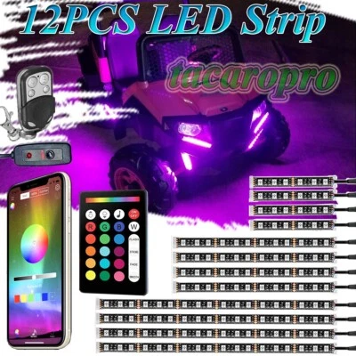 12X RGB LED Light Kit Neon Glow Strip APP Music Control for ATV UTV Polaris RZR - Image 1 of 4