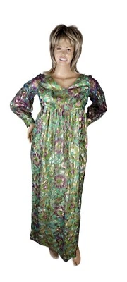 Maxi vestido de anfitriona vintage años 70 Gloria Moret of California Holly para mujer Foto 1 de 4