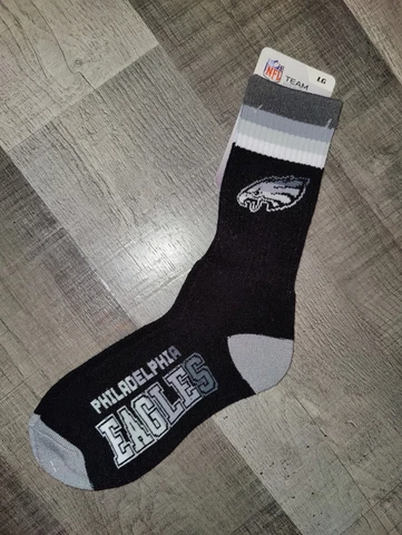Philadelphia Eagles Mens Black Platinum Deuce NFL Team Crew Socks Large Cover