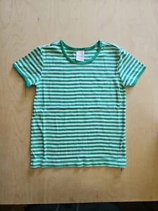 NWOT HANNA ANDERSSON MINTY GREEN STRIPE S/S PIMA POWER TEE TOP SHIRT 120 6 7 - Picture 1 of 5