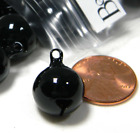 3 Dark Black Jingle Bell Charms with Loop Hole for Hanging with Brass Base Metal