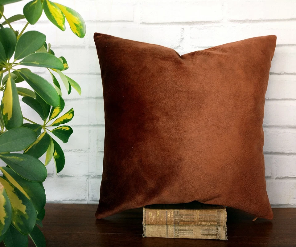 Terracotta velvet very soft  thick pillow cover-1QTY - Image 1 of 4