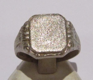 AMAZING WHITE METAL MEN'S RING FROM THE EARLY 20 th c.WITH ENGRAVINGS # 780 - Picture 1 of 7