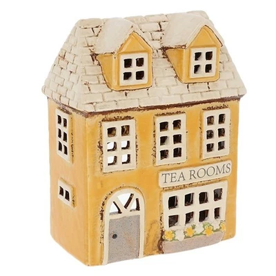Village Pottery Yellow Tea Rooms Tealight Holder Boxed JD350006 - Image 1 of 4