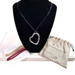 J Jill Heart Pendant Necklace With Interchangeable Cords & Linen Pouch - Picture 1 of 7