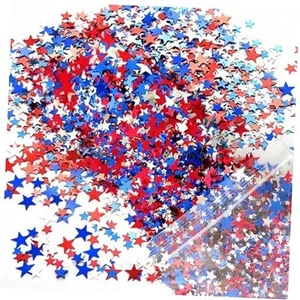 60g/2.1oz Patriotic Star Confetti - Bulk Red, White, and Blue Metallic Foil - Picture 1 of 7