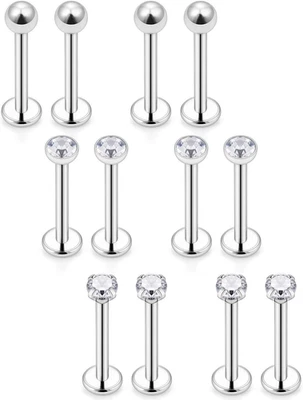 4-12 Pezzi 16G Piercing Helix Trago Cartilagine Acciaio Chirurgico Argento Oro R - Immagine 1 di 4