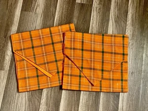 Set Of 2 Fall/Autumn Orange Gold Green Striped Plaid Table Runner 13” X 69” NEW - Picture 1 of 7