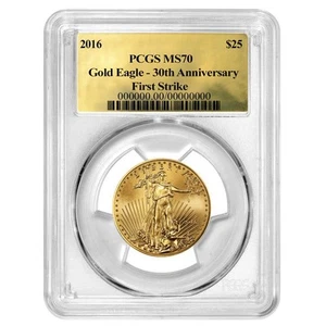 2016 $25 1/2-oz American Gold Eagle PCGS MS70 30th Anniversary FS Gold Label - Picture 1 of 3