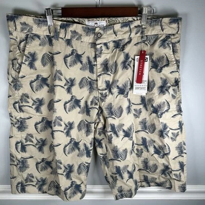Ditch Plains Ricky Singh Stretch Shorts Size 42 Tan/Blue Hawaiian Print Floral - Image 1 of 4