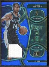 2022-23 Panini Select Blake Wesley RC Draft Selections Patch Blue Prizm /75