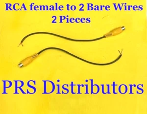 Yellow Female RCA to 2 Bare Wires 2 Pieces - Picture 1 of 4