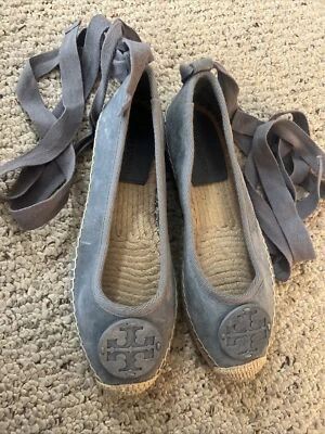 Tory Burch Heather Miller Ankle Wrap Espadrille Flat 6.5 M Blue - Image 1 of 4