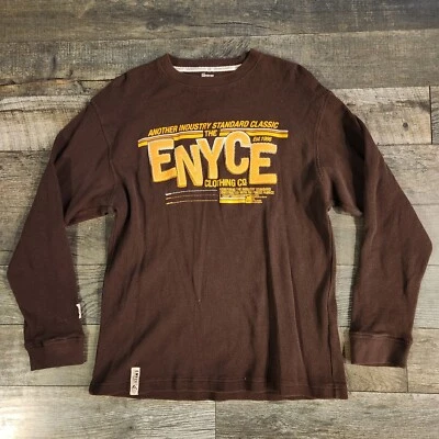 Camisa De Colección Y2K Enyce Para Hombres Mediana Tejida Gofre Térmica Marrón Hip Hop Ropa de Calle Foto 1 de 4