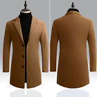 Men Trench Coat Long Sleeves Coldproof Slim-fitting Buttons Jacket Autumn
