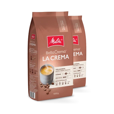 Melitta BellaCrema La Crema Kaffeebohnen, ungemahlen, für Vollautomaten, im Set - Bild 1 von 4
