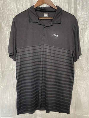 Camisa polo masculina manga curta listrada cinza GG Fila - Imagem 1 de 4