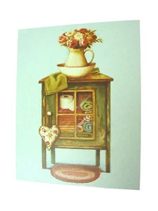 (35098) CUADRO TABLA BAÑO ASEO SERVICIO WC ARMARIO MUEBLE ALACENA ANTIGUO FLORES - Imagen 1 de 2