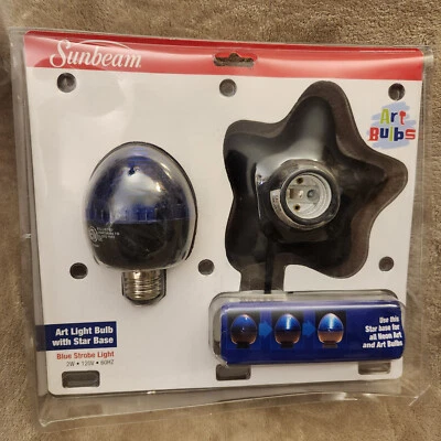 VINTAGE 2005 Sunbeam Art Bulbs Art Light Star Base Blue Stroble Light 2W QwkShip - Image 1 of 3