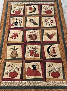 Autumn Pumpkin Cat Halloween Bittersweet & Boo Sandy Gervais Wall Lap Quilt Fall - Picture 1 of 13