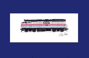 Amtrak F40PH 11""x17"" estampado enmarañado firmado por Andy Fletcher - Imagen 1 de 1