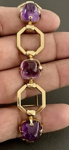 18KT Yellow Gold 28CTW Amethyst Bracelet. L 7.75 Inches (BU68) - Picture 1 of 11
