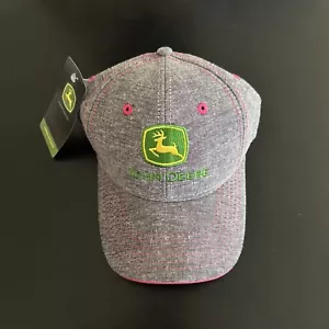 Gorra de béisbol John Deere (correa trasera ajustable tamaño damas) gris gorra/borde rosa - Imagen 1 de 5