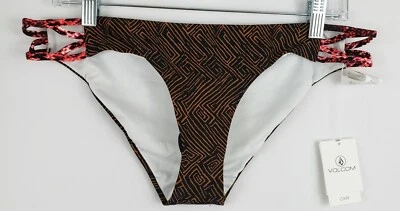 Volcom Bikini Bottom Womens Large Black Brown Urban Tribe Full Swimwear Ladies - Image 1 of 2