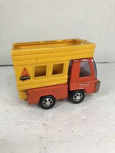 VINTAGE 1970'S Buddy L Derlico Camper Orange Pick-Up Truck Antique Toy
