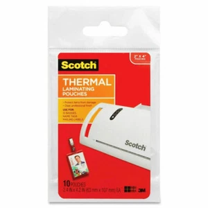 3M Scotch TP5852-10 Thermal Laminating Pouches ID Badge with Clip 10PK 2" x 4" - Picture 1 of 1