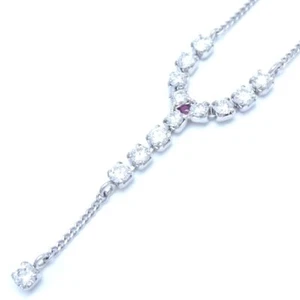 Platinum850 Necklace Diamond 0.84ct Ruby /75939 - Picture 1 of 7