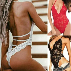Body donna sexy erotico pizzo babydoll lingerie intimo da notte perizoma - Foto 1 di 15