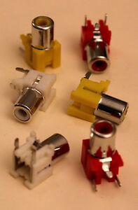 PCB Sound Rca Socket Connectors Red, White, Yellow (Pack Of 6)